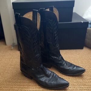 Black Western Leather Boots, Size 9